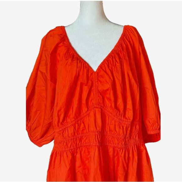Old Navy Women’s 3X Orange Puff Sleeve Waist Defined Mini Dress NWT Plus Size - Picture 3 of 10